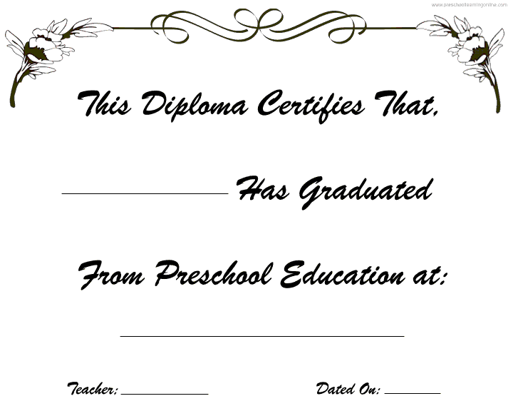 Kindergarten Graduation-Preschool graduation diplomas that are free to print!