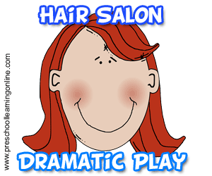 Hair salon dramatic play for kids and preschoolers.