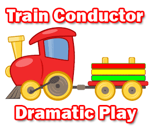 Train conductor dramatic play activitiy for kids.