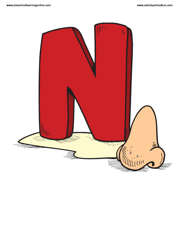 Large letter N printable for kids